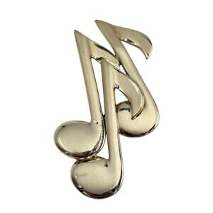 Vintage Musical Notes Brooch Pin Gold Tone 3" Music Choir Band Statement Piece